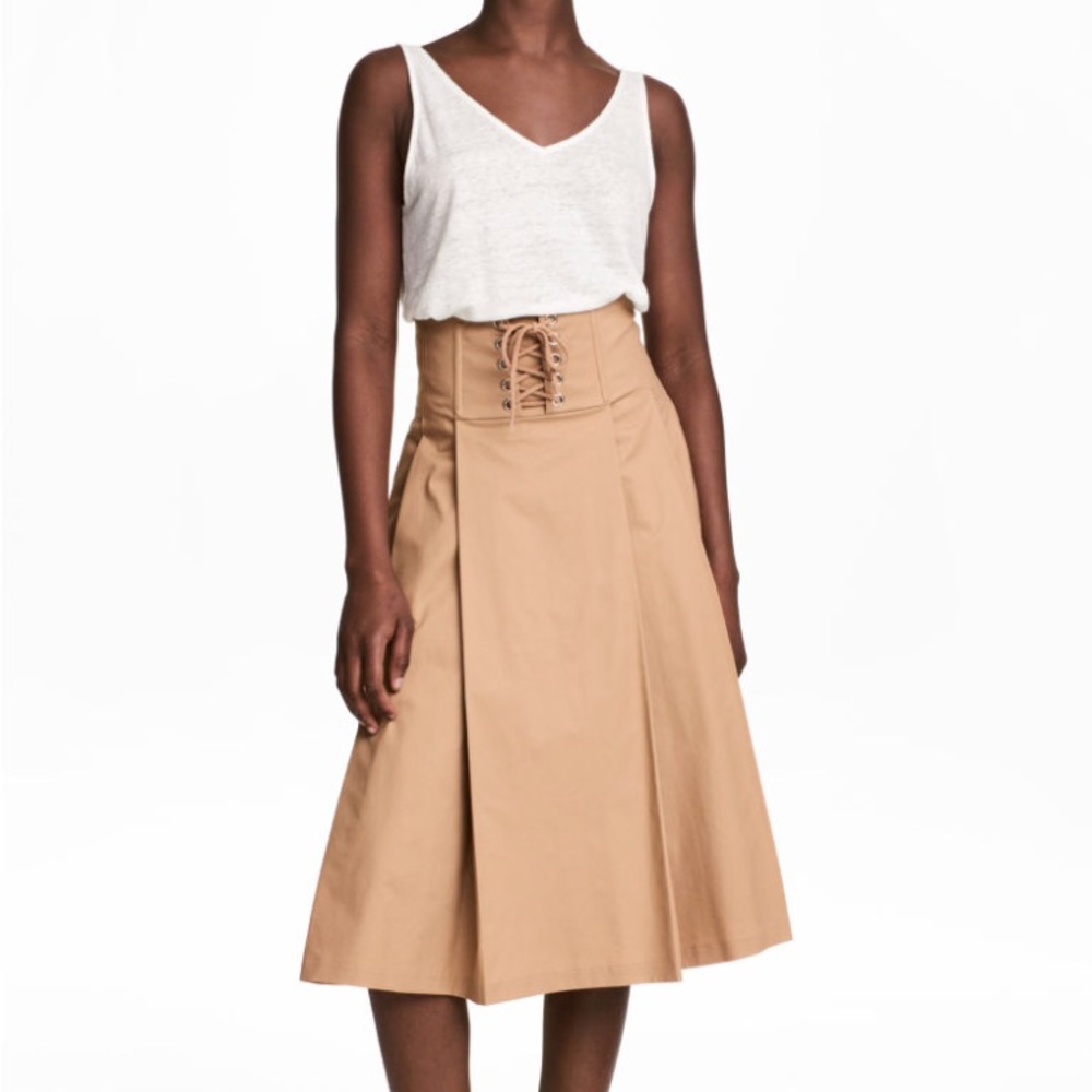 H&M Nude lace midi flare skirt
